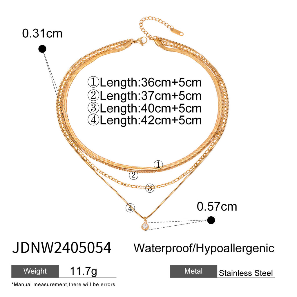 Damen Halskette mit mehrlagigem Design aus hypoallergenem Edelstahl Shop Nory