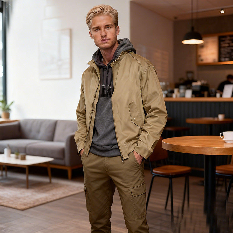 Herren Leichte Bomberjacke aus Nylon mit Reißverschluss, Pattentaschen und elastischen Bündchen Shop Nory