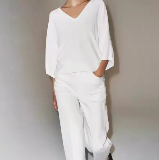 Damen Oversize V-Ausschnitt-Top mit Kimonoärmeln Shop Nory