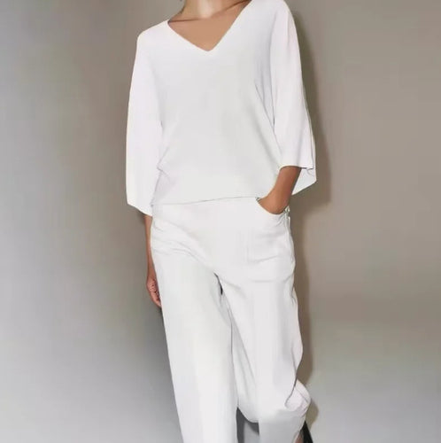 Damen Oversize V-Ausschnitt-Top mit Kimonoärmeln Shop Nory