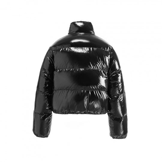 Damen Kurz geschnittene glänzende Steppjacke im Cropped‑Fit mit hohem Stehkragen Shop Nory
