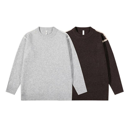 Unisex Oversize Feinstrick-Pullover mit Rundhalsausschnitt und Rippenbündchen Shop Nory