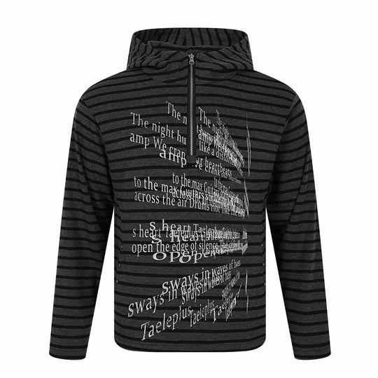 Unisex Gestreifter Halfzip-Pullover mit Stehkragen und typografischem Frontprint Shop Nory