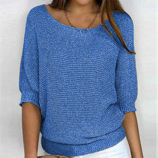 Damen nan legerer kastiger Feinstrickpullover mit weitem Ausschnitt Shop Nory