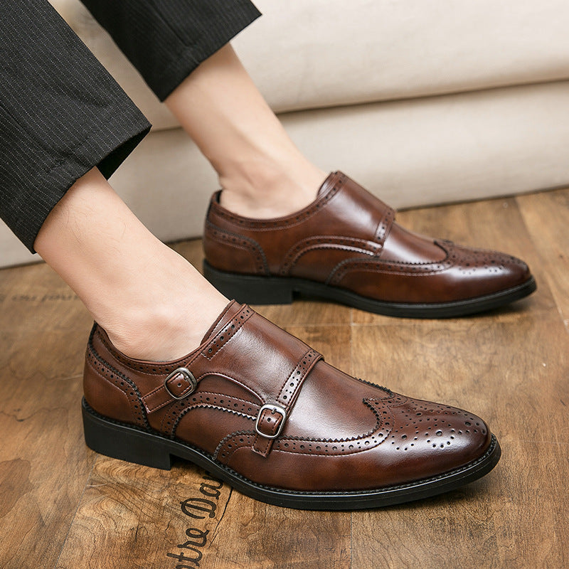 Damen elegante Doppel-Monk-Schuhe aus hochwertigem Leder