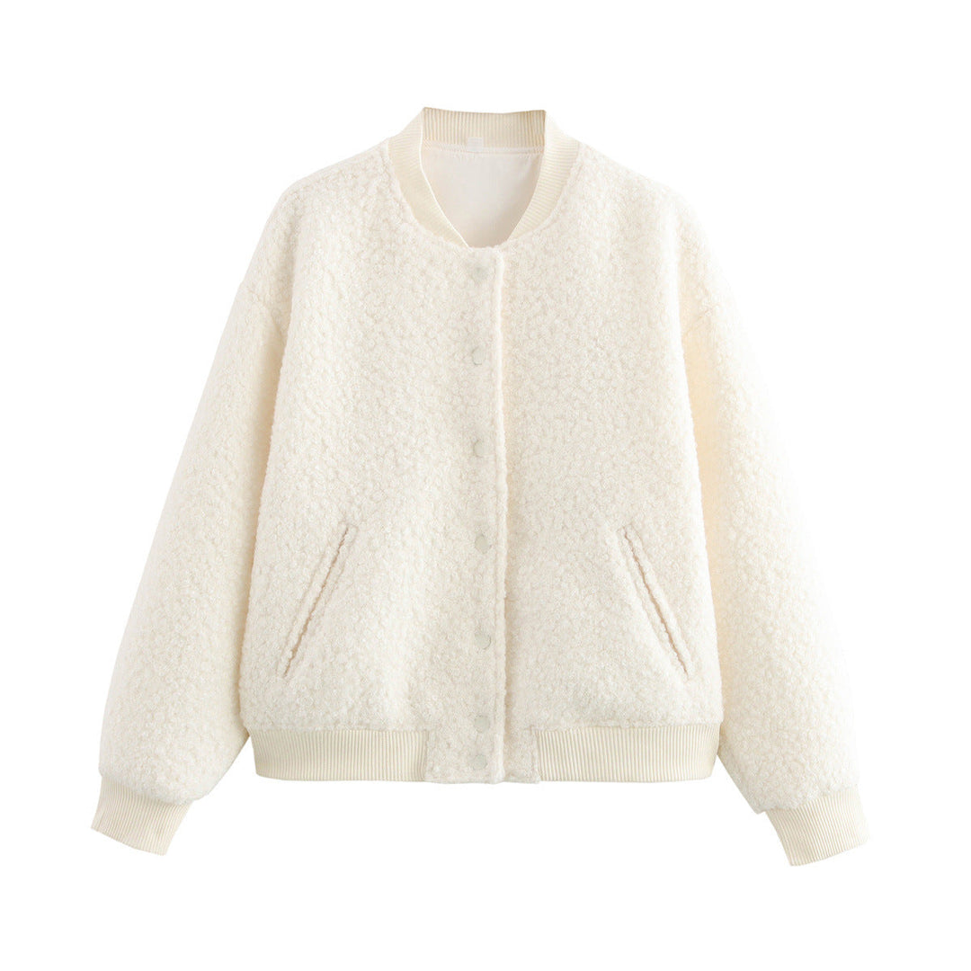 Damen kuschelige Fleece-Jacke im lässigen Stil mit praktischen Taschen