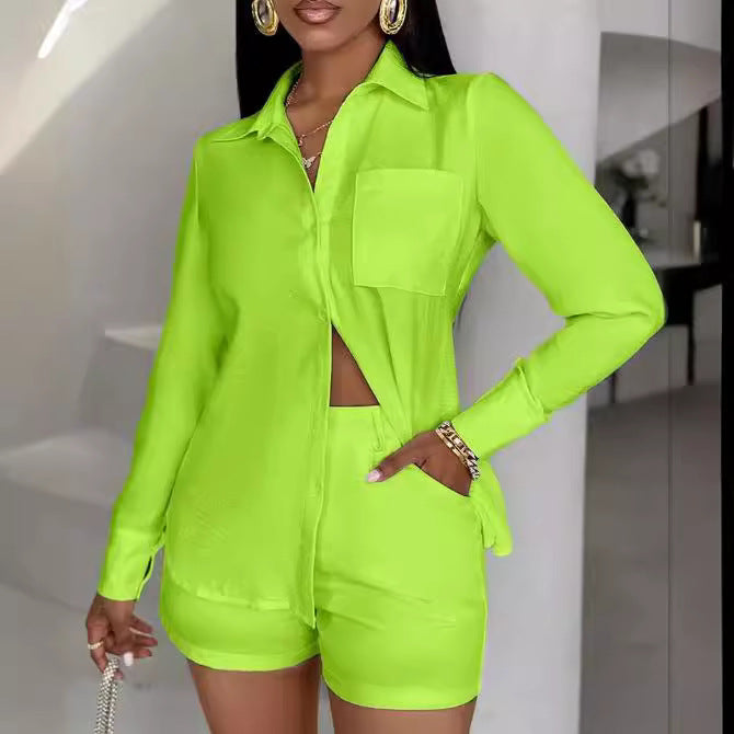 Damen Kurzarmbluse und Shorts Set