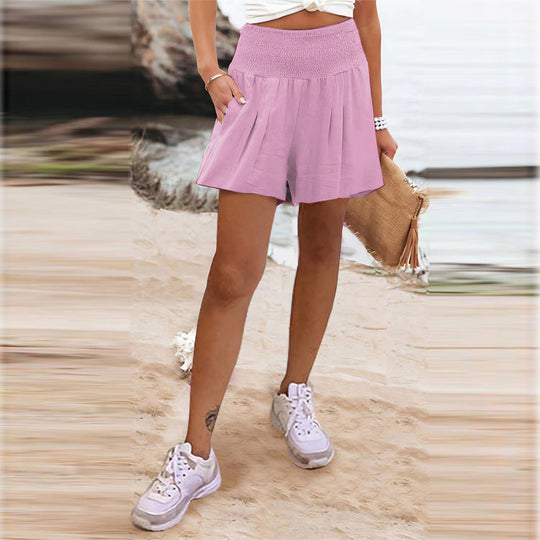 Damen elegante Shorts mit hohem Bund und Knopfdetail