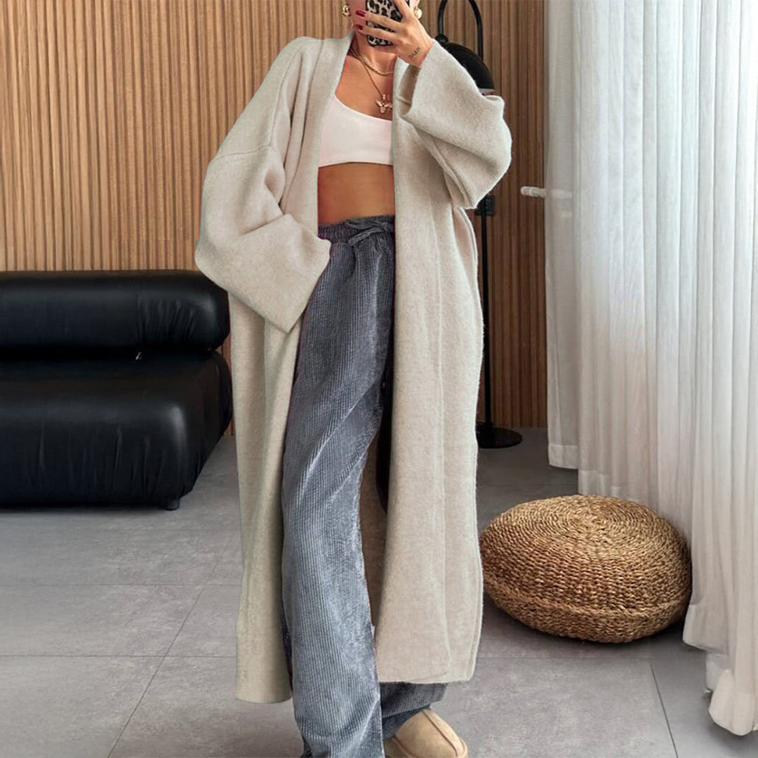 Damen nan extra-langer Oversize-Strickmantel mit offenem Schnitt, weiten Ärmeln und Kimonokragen Shop Nory