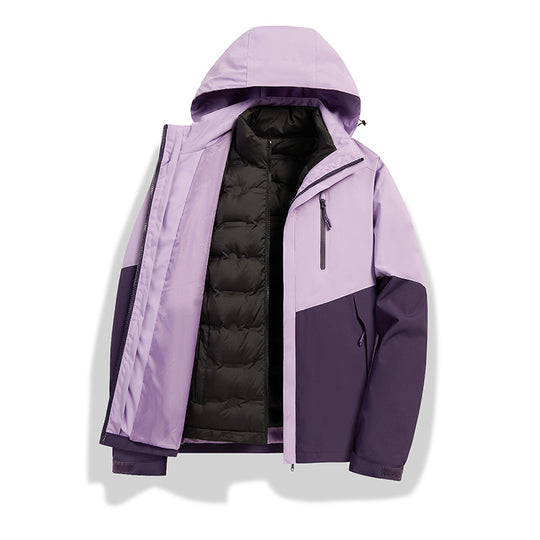 Damen 2-in-1 wasserdichte Winterjacke mit abnehmbarer Daunen-Innenweste Shop Nory