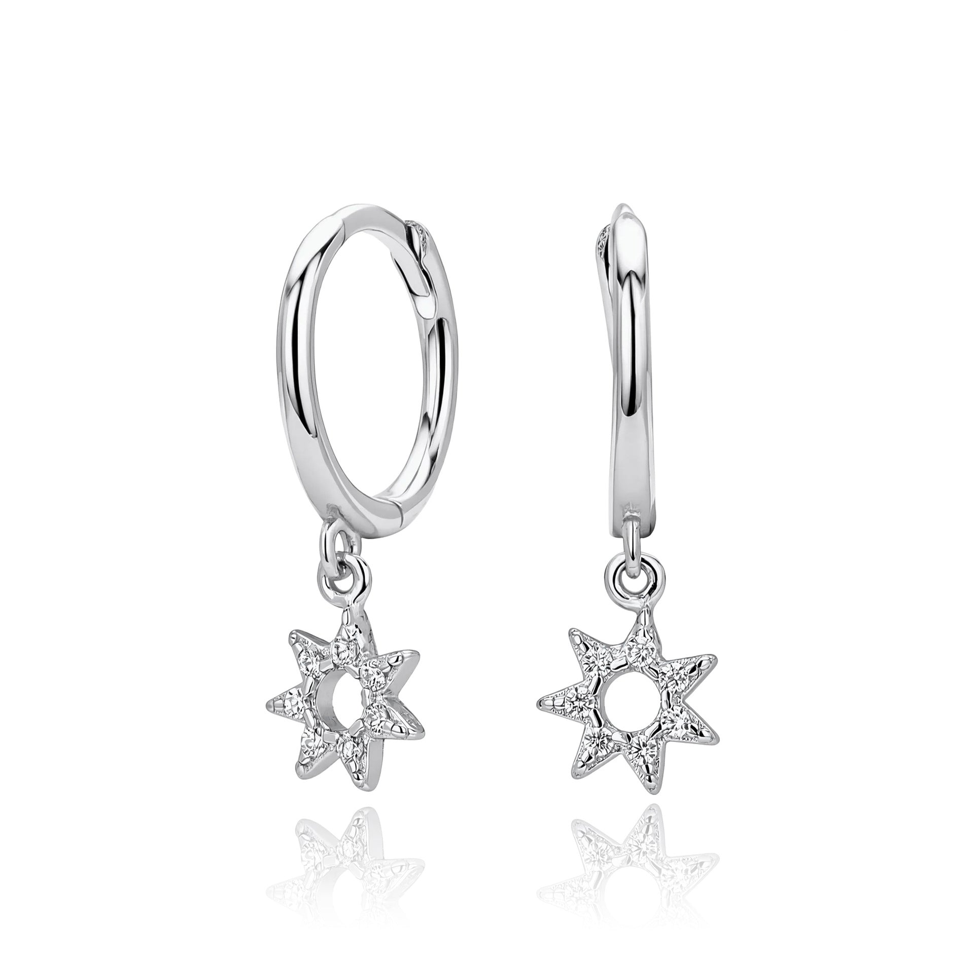 Damen Ohrhänger mit funkelndem Sternmotiv aus hochwertigem 925 Sterling Silber Shop Nory