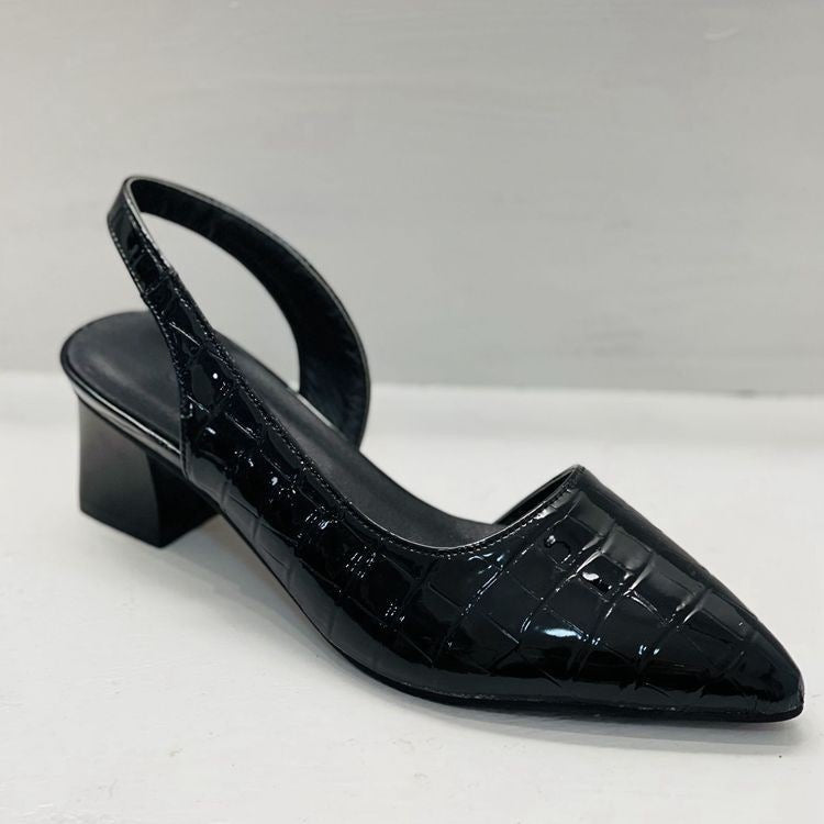 Damen Slingback-Pumps mit spitzer Kappe, Krokoprägung und mittlerem Blockabsatz Shop Nory