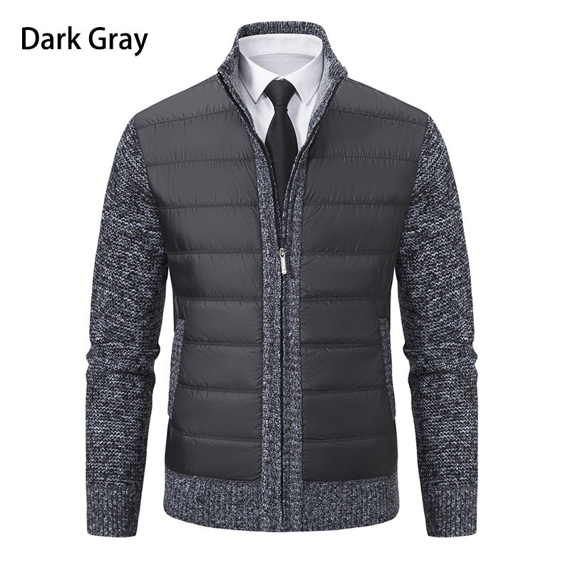 Herren gesteppte Hybrid-Strickjacke mit Stehkragen Reißverschluss und Eingrifftaschen Shop Nory