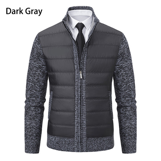 Herren gesteppte Hybrid-Strickjacke mit Stehkragen Reißverschluss und Eingrifftaschen Shop Nory