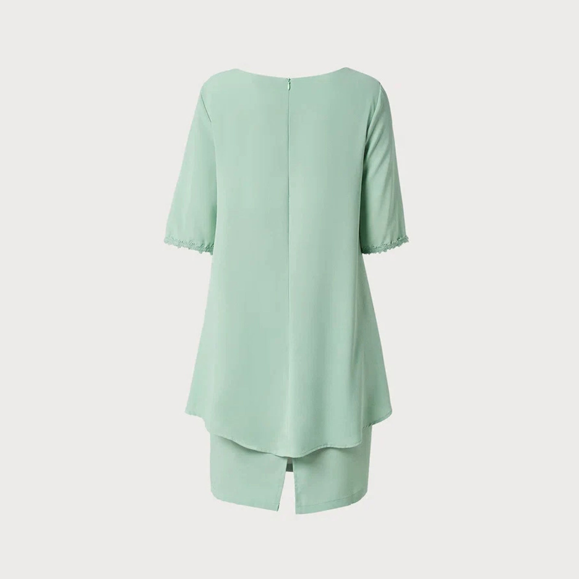 Damen Elegantes Wickelkleid mit Schwingendem Saum und Spitze Shopnory