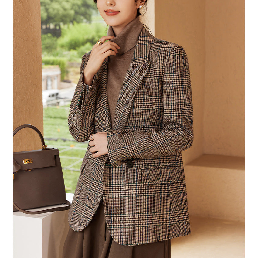 Damen Glencheck Oversize-Blazer mit strukturierter Schulter und Pattentaschen Shop Nory