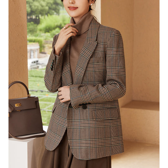 Damen Glencheck Oversize-Blazer mit strukturierter Schulter und Pattentaschen Shop Nory