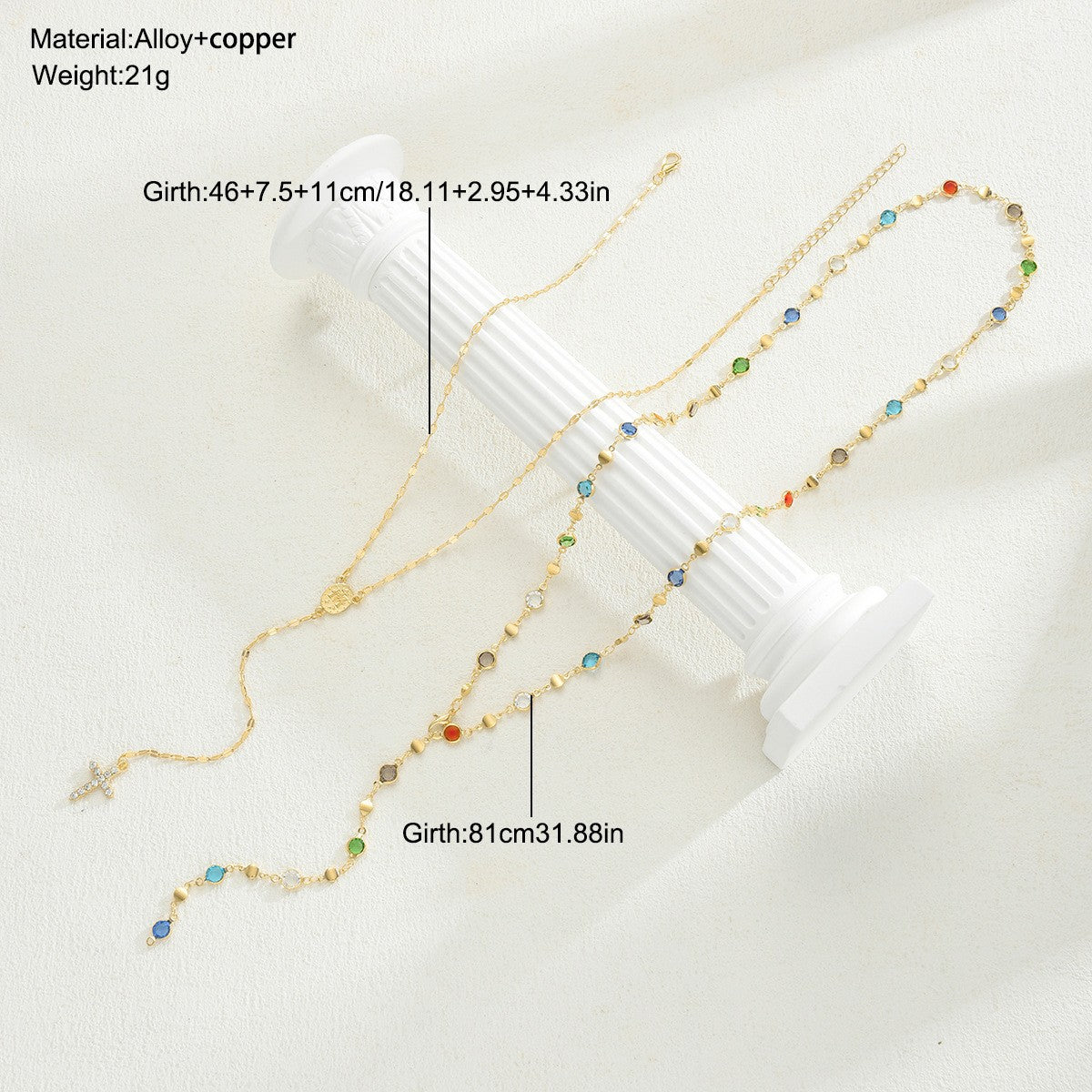 Damen-Halskette mit bunten Anhängern und elegantem Kreuzdetail Shop Nory