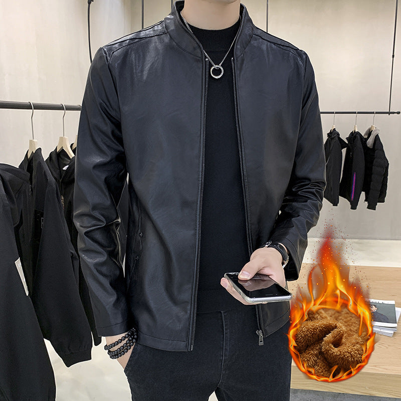 Herren schmal geschnittener Kunstleder Flightblouson mit minimalistischem Stehkragen und verdeckter Reißverschlussleiste Shop Nory