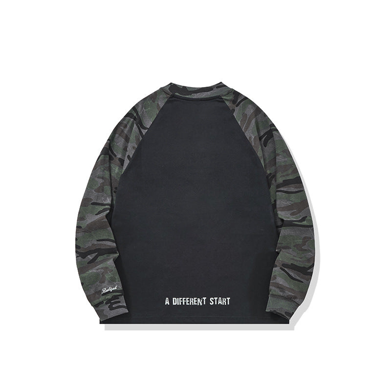 Unisex Oversize-Sweatshirt mit Camouflage-Raglanärmeln und geprägtetem Frontlogo Shop Nory