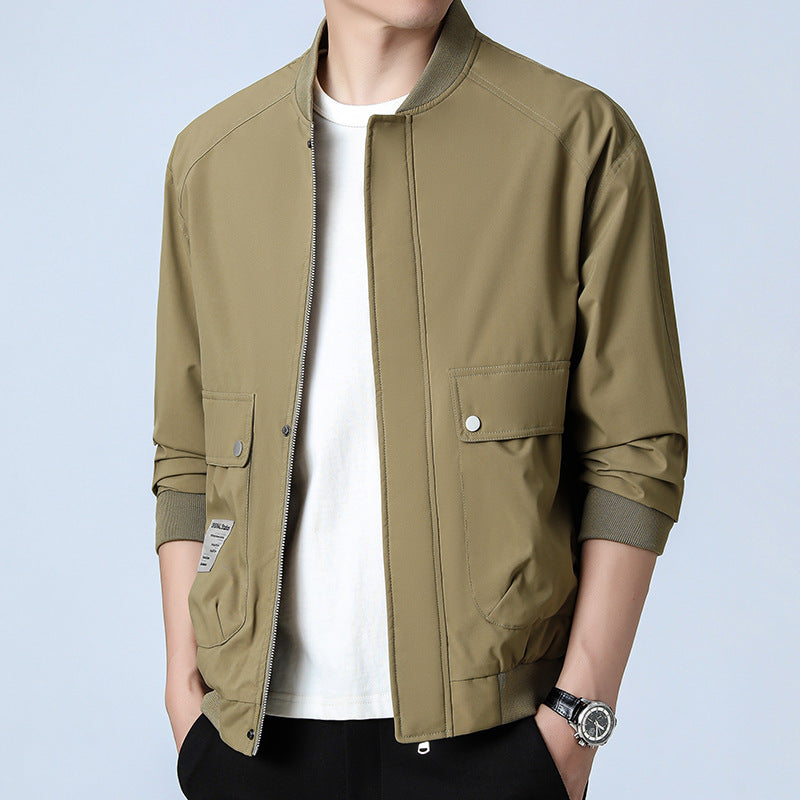 Herren Leichte Utility-Bomberjacke mit verdecktem Reißverschluss, Klappentaschen und Rippenbündchen Shop Nory
