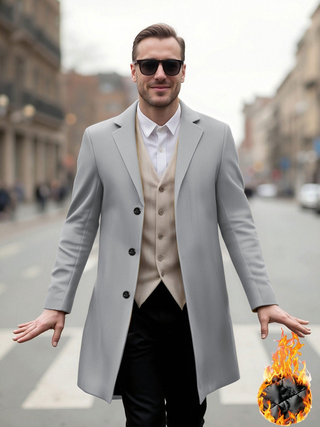 Herren eleganter Langmantel mit modernem Schnitt und optimalem Tragekomfort