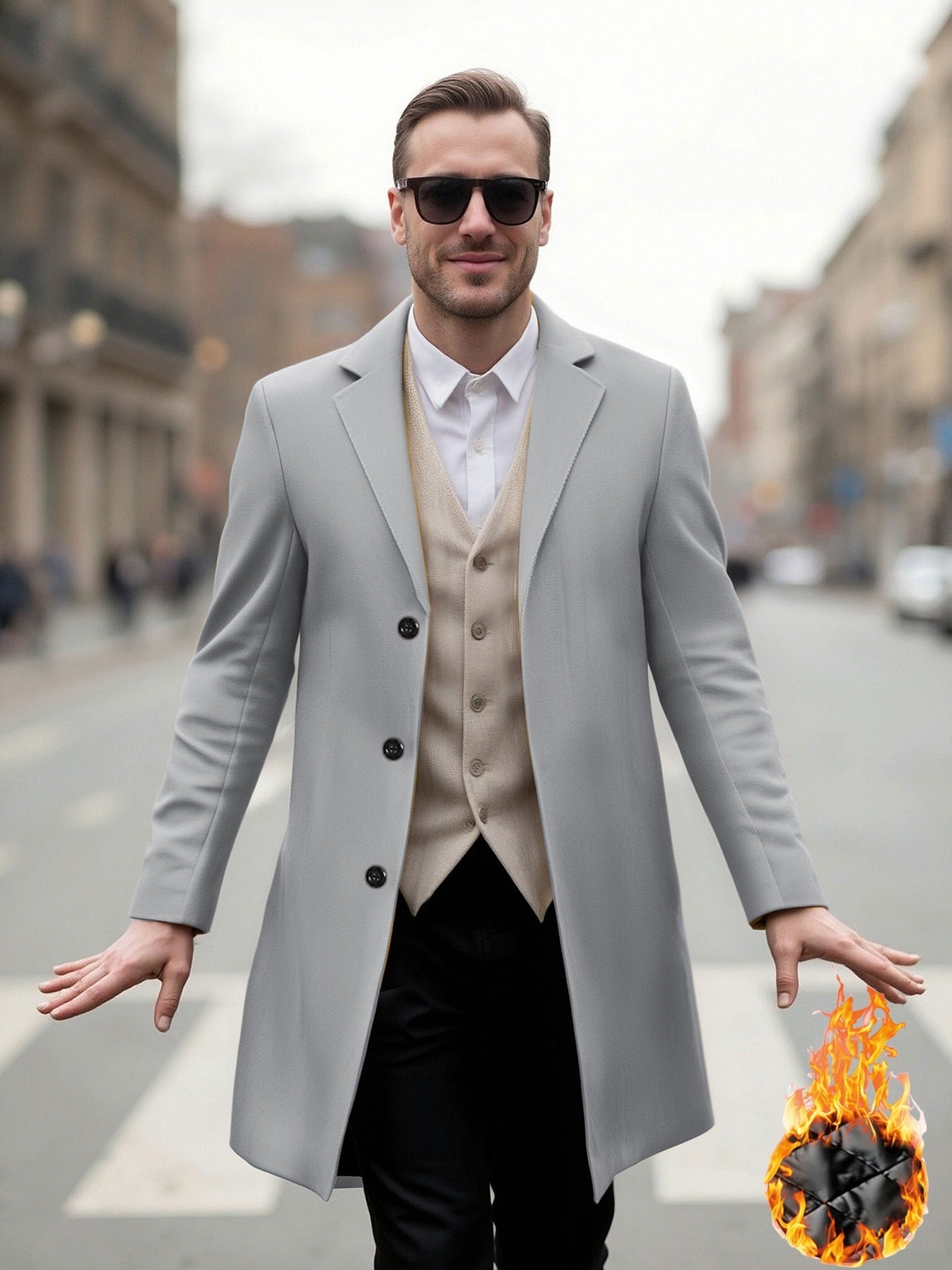 Herren eleganter Langmantel mit modernem Schnitt und optimalem Tragekomfort