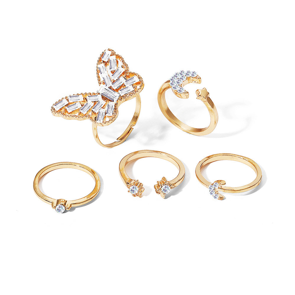 Damen Ring-Set mit kunstvollen Designs und funkelnden Zirkonia Shop Nory