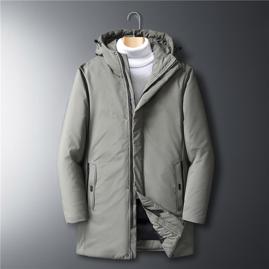 Herren moderner Urban-Longparka mit versteckter Reißverschlussblende und ergonomischer Kapuze Shop Nory