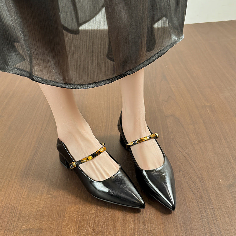 Damen Elegante Pumps mit modischem Riemen und komfortablem Blockabsatz
