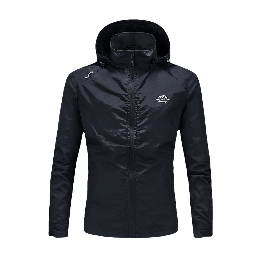 Herren Ultraleichte packbare Outdoorjacke mit hohem Kragen, Kapuze und atmungsaktivem Meshfutter Shop Nory