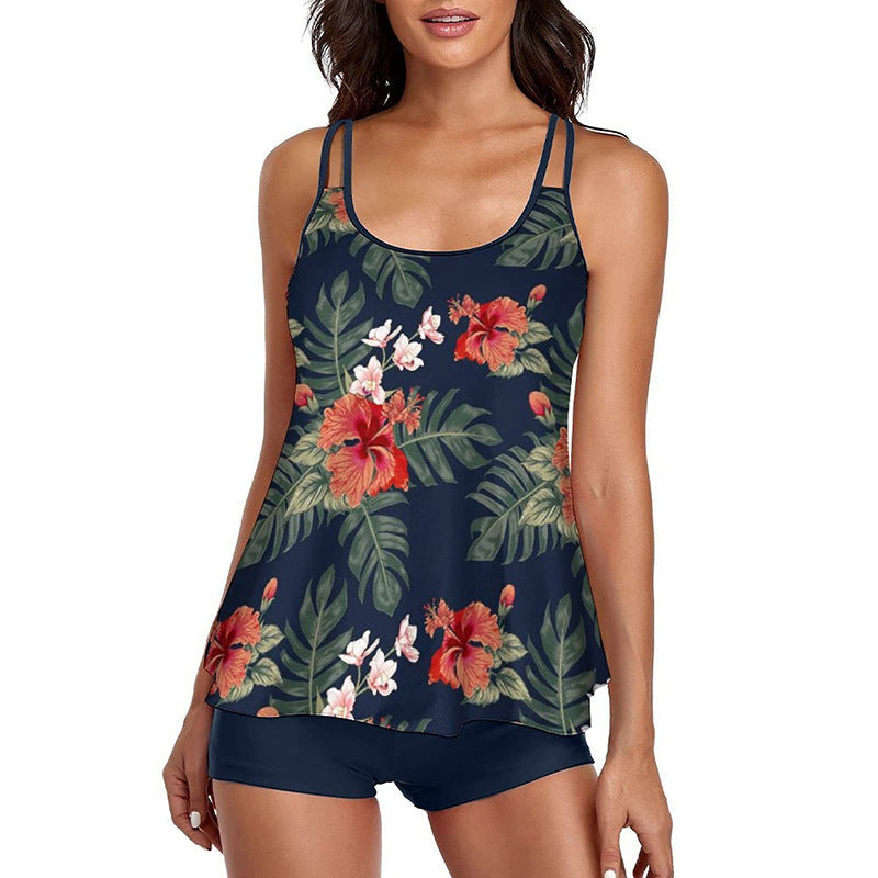Damen Sportliches Tankini-Set mit floralem Design und Shorts Shopnory