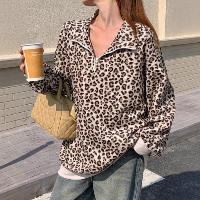 Damen Gemusterter Oversized Pullover mit Stehkragen Shop Nory