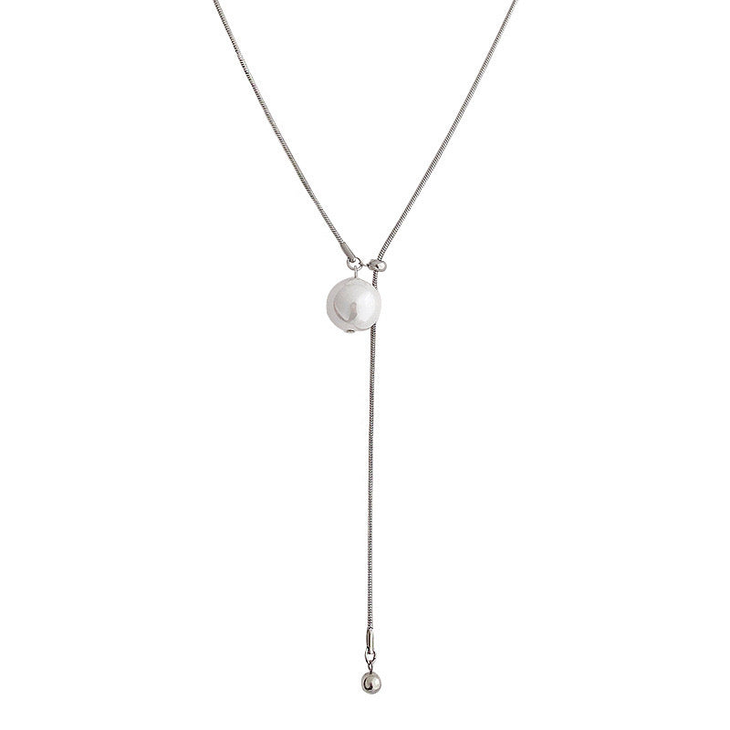 Damen Halskette mit elegantem Perlenanhänger und zartem Gliederdesign Shop Nory