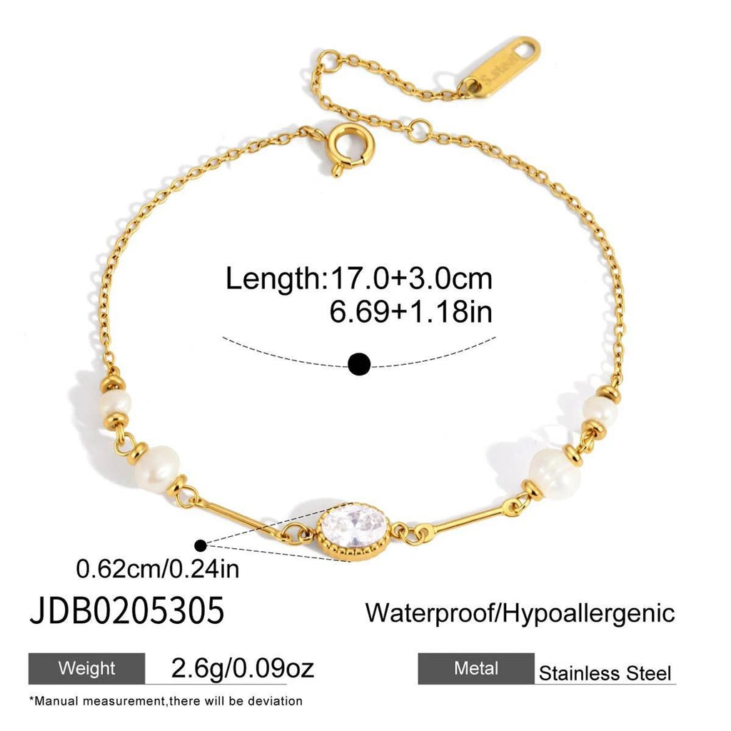 Damen Armband mit glänzenden Zirkonia und eleganten Perlendetails Shop Nory