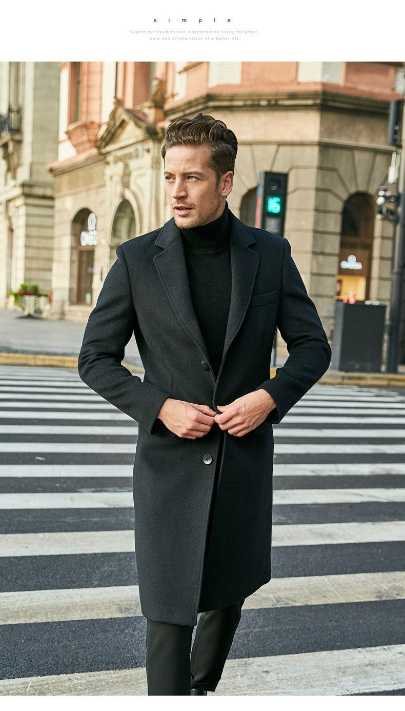 Herren Taillierter Wollmix-Mantel im klassischen Einreiher-Stil Shop Nory