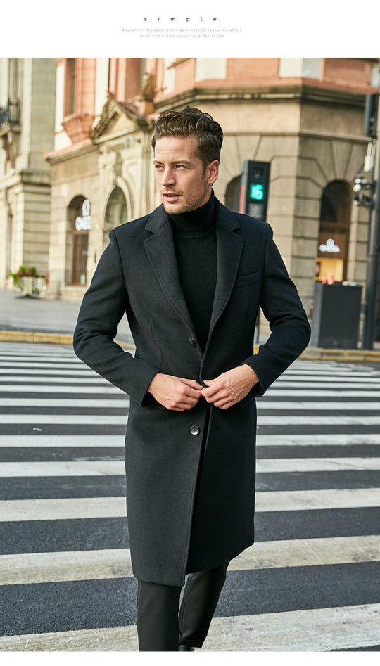 Herren Taillierter Wollmix-Mantel im klassischen Einreiher-Stil Shop Nory