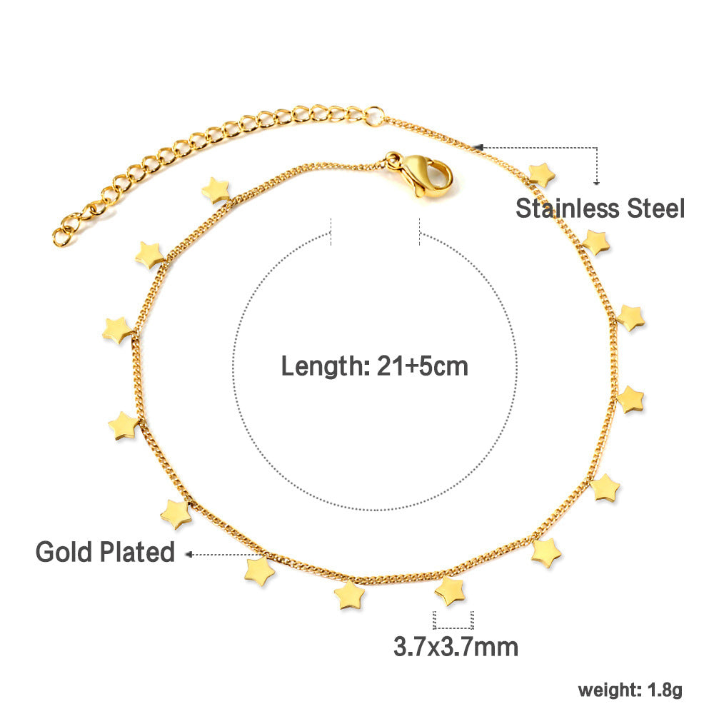 Damen Halskette mit glänzendem Sternanhänger aus hochwertigem Edelstahl und goldplattierter Oberfläche Shop Nory