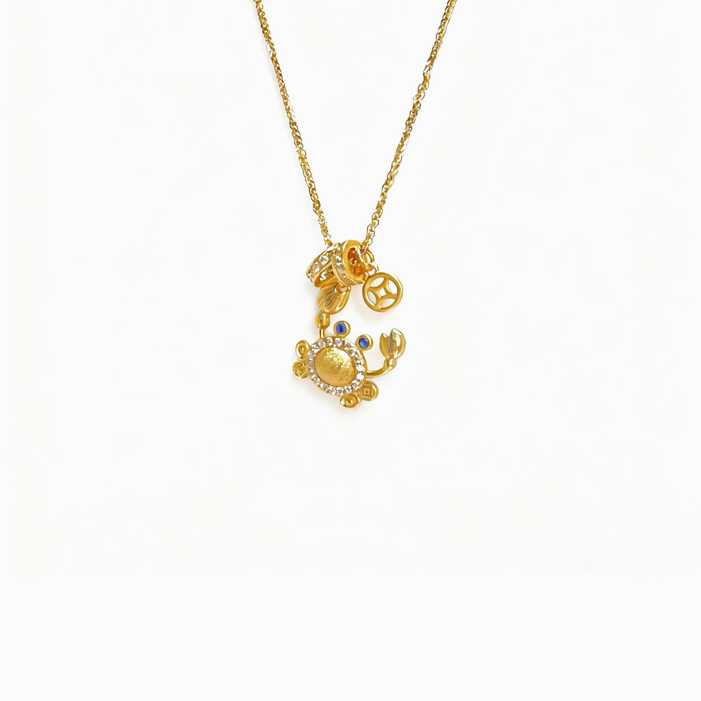 Damen Halskette mit kreativem Krabbenanhänger und funkelnden Zirkonia Shop Nory