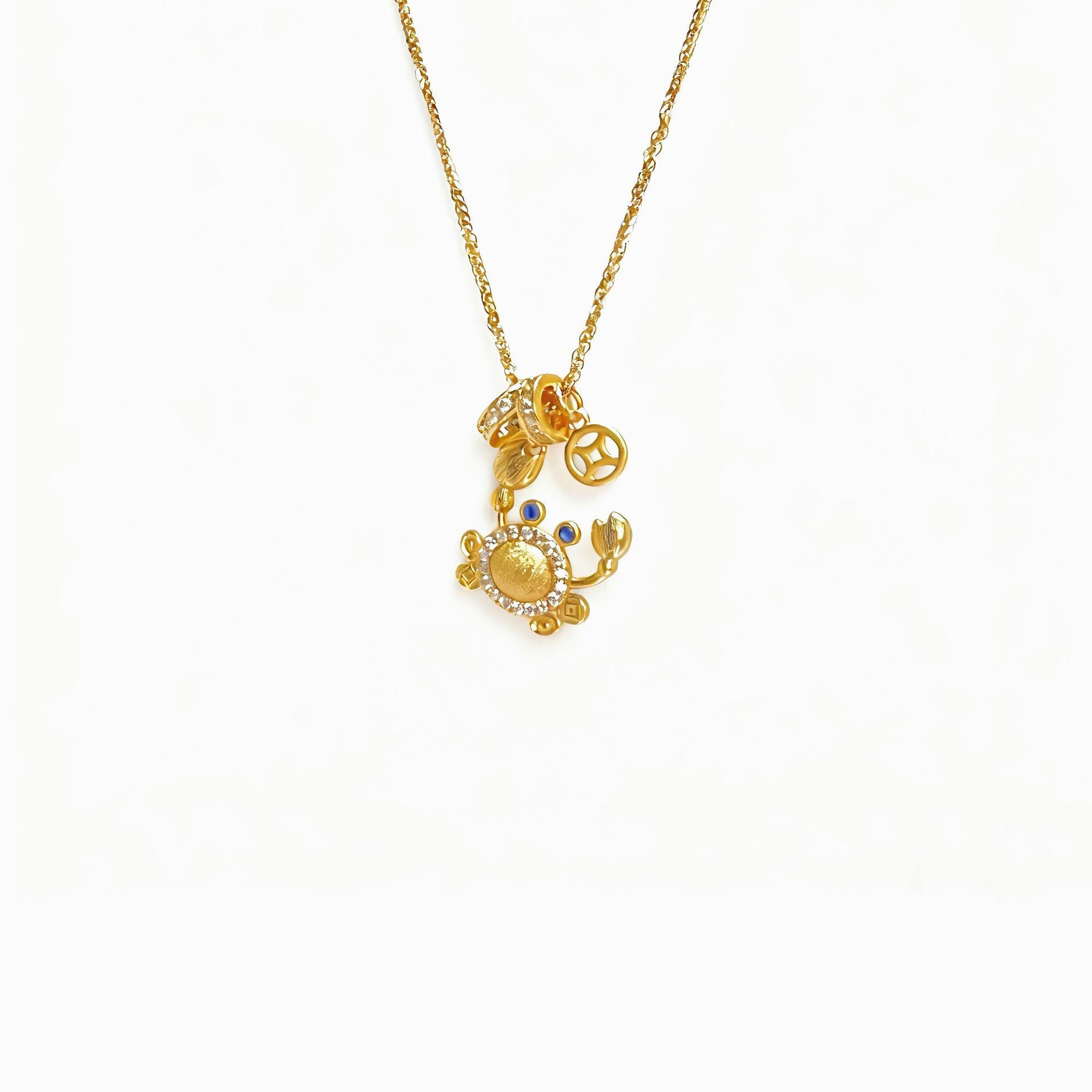 Damen Halskette mit kreativem Krabbenanhänger und funkelnden Zirkonia Shop Nory