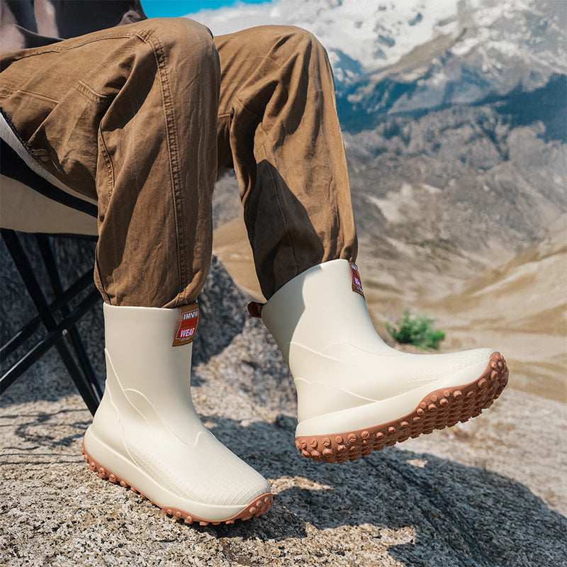 Unisex Wasserdichte Kurzschaft-Outdoor-Gummistiefel mit profilierter Noppenlaufsohle Shop Nory