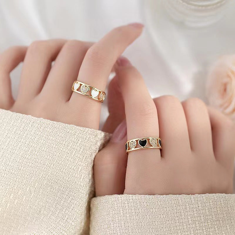 Damenring mit herzförmigem Design und funkelndem Kristallbesatz Shop Nory