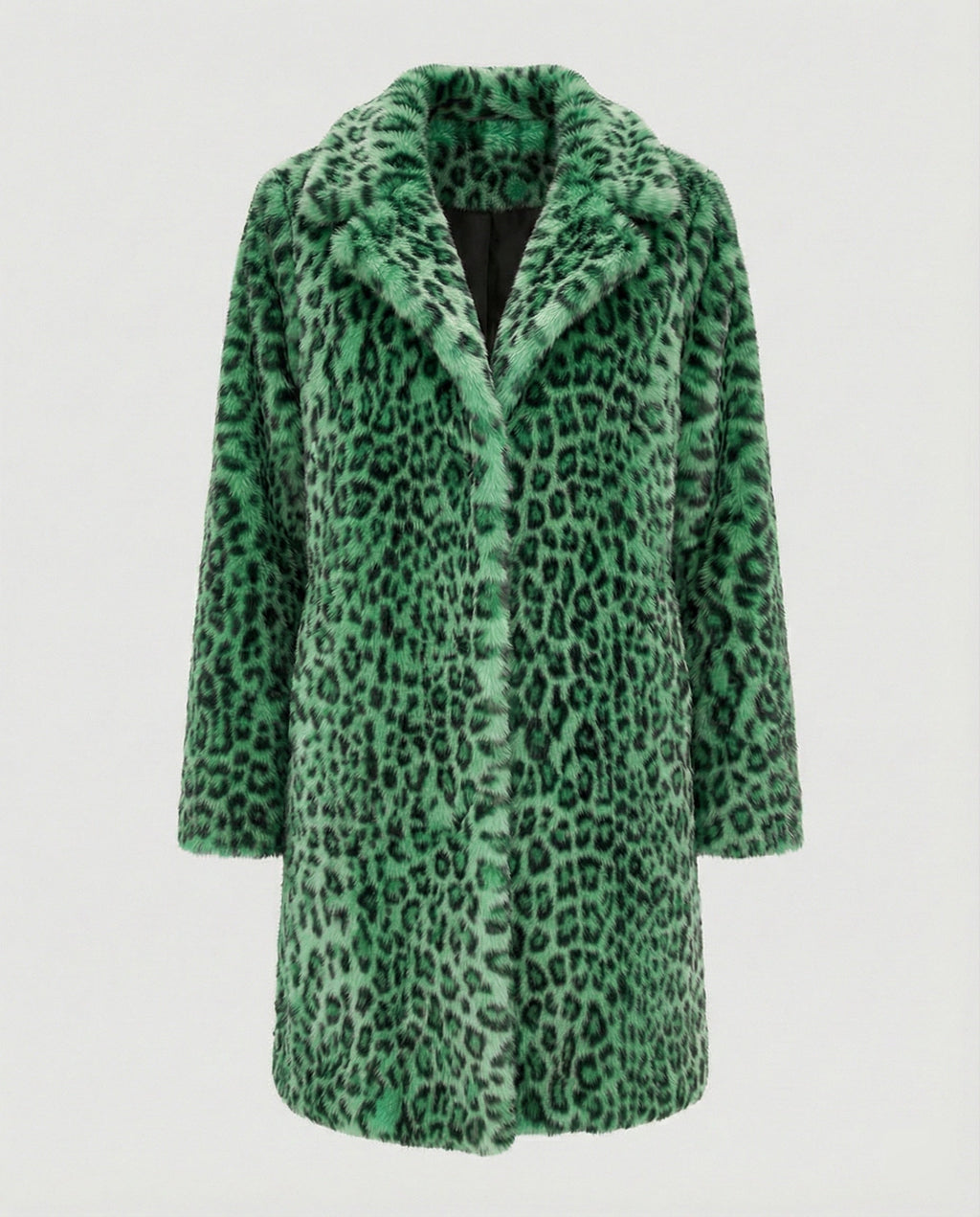 Mantel - Kunstpelz - Oversized Fit - Reverskragen - Leopardenprint