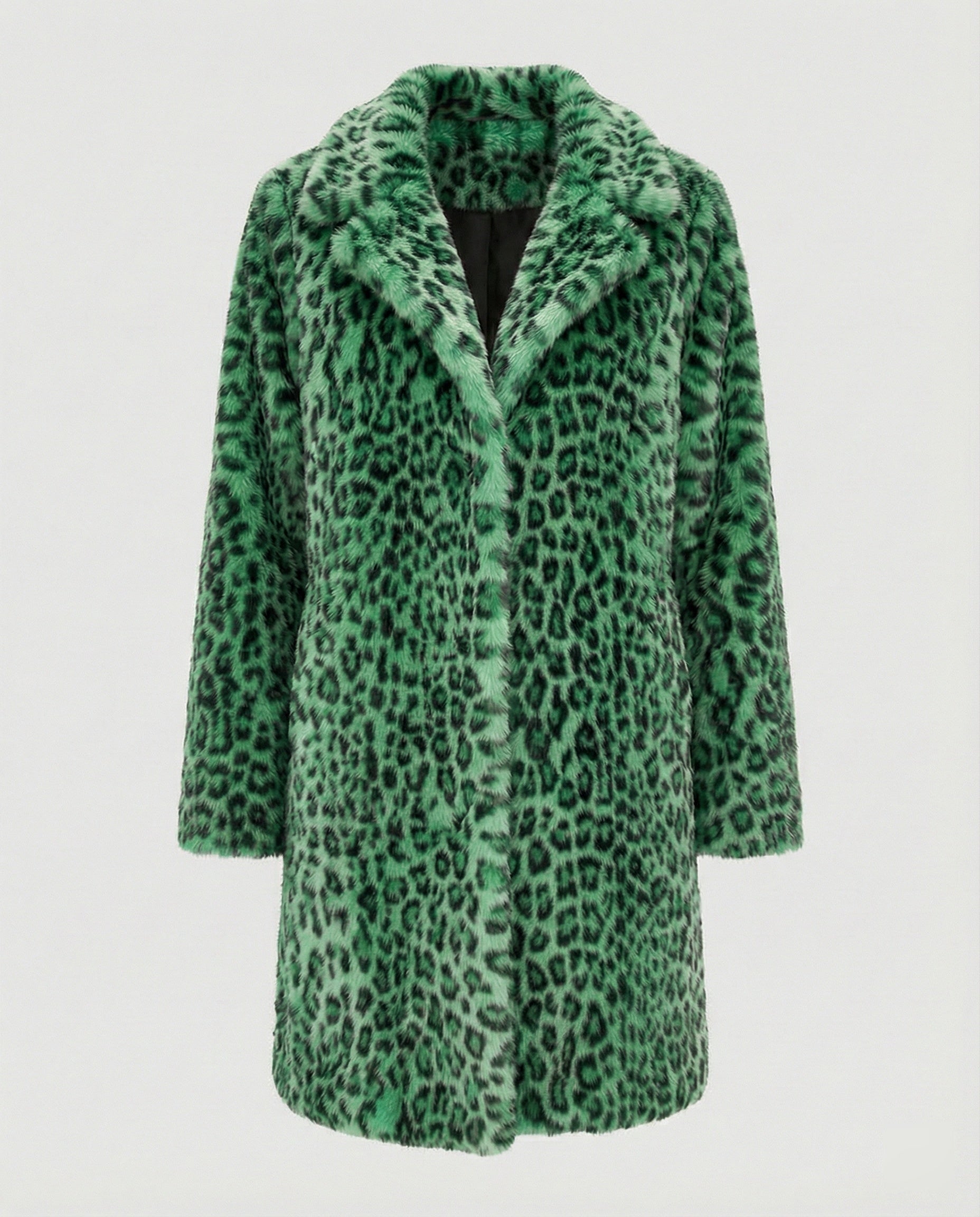 Mantel - Kunstpelz - Oversized Fit - Reverskragen - Leopardenprint