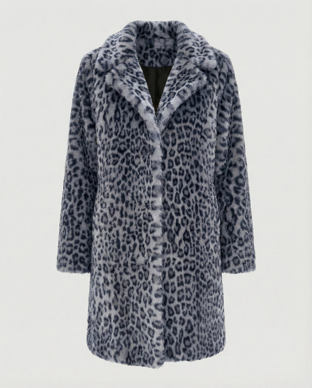 Mantel - Kunstpelz - Oversized Fit - Reverskragen - Leopardenprint