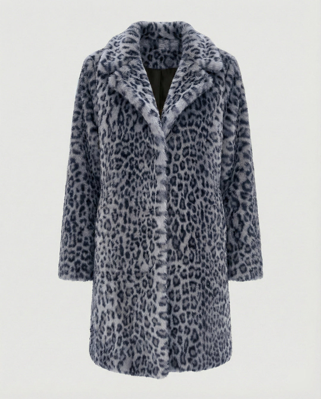 Mantel - Kunstpelz - Oversized Fit - Reverskragen - Leopardenprint