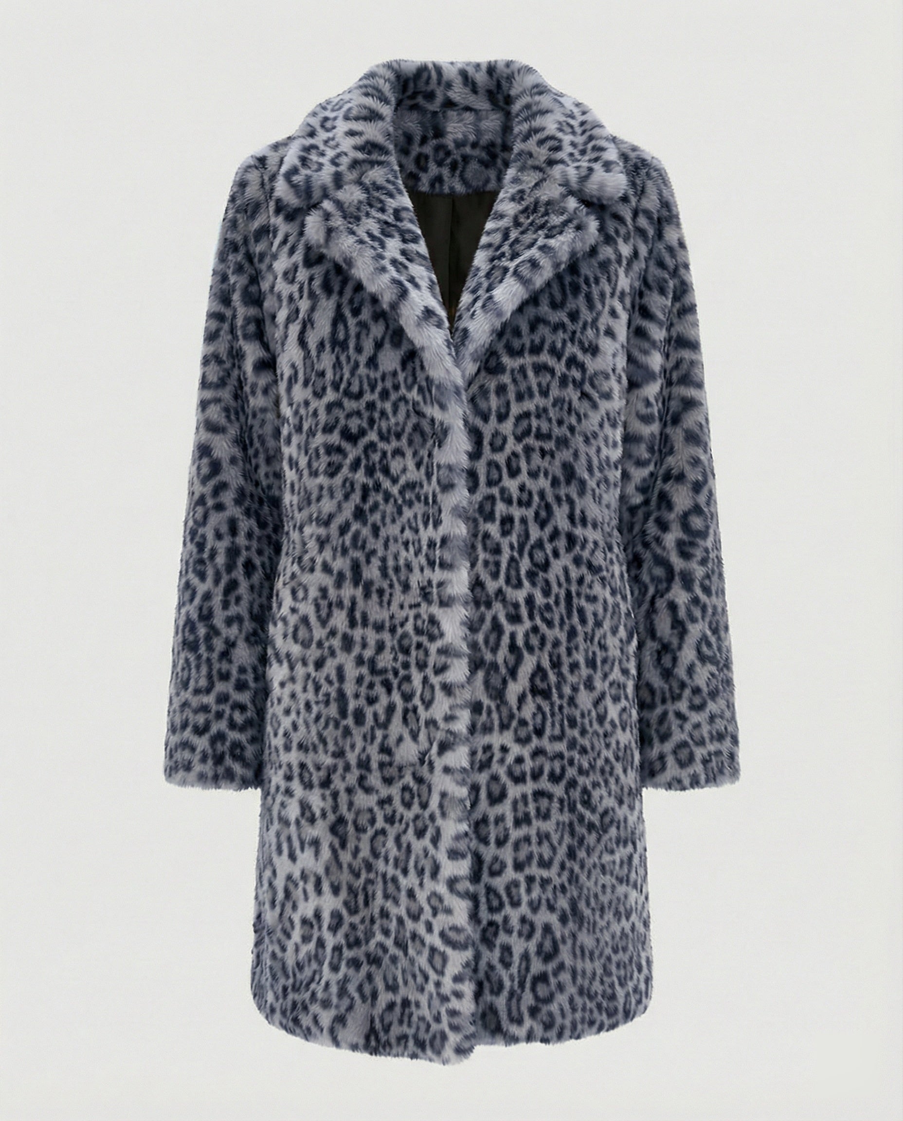 Mantel - Kunstpelz - Oversized Fit - Reverskragen - Leopardenprint