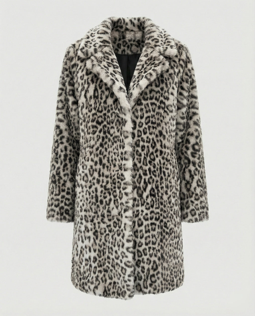 Mantel - Kunstpelz - Oversized Fit - Reverskragen - Leopardenprint