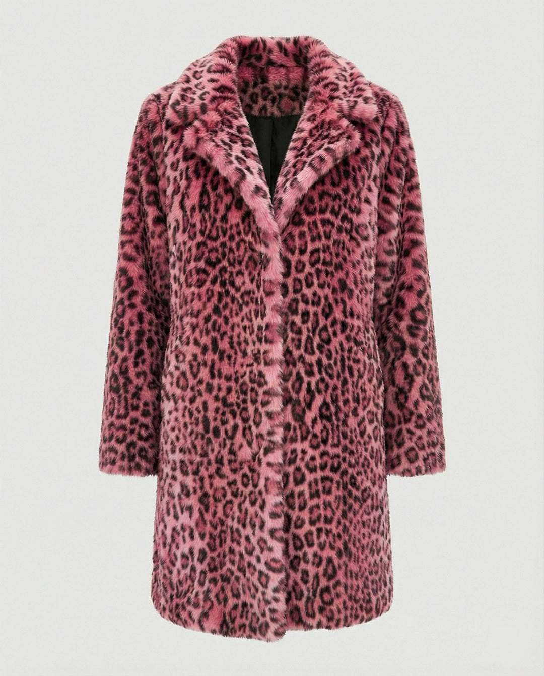 Mantel - Kunstpelz - Oversized Fit - Reverskragen - Leopardenprint
