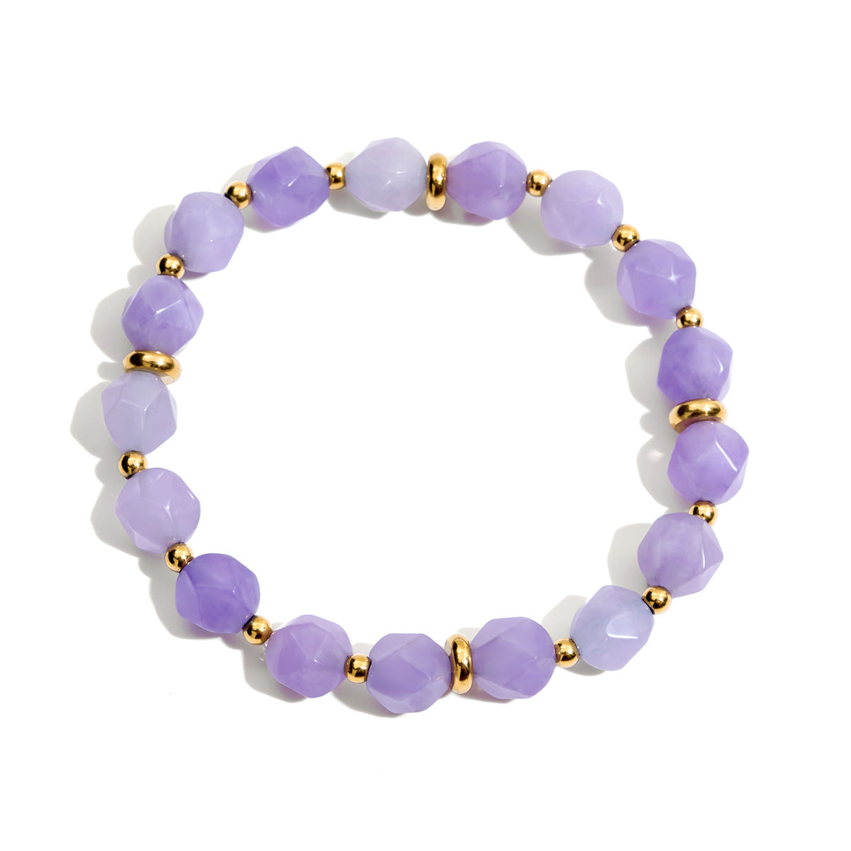 Damen Armband aus hypoallergenem Edelstahl mit eleganten lila Quarzperlen Shop Nory